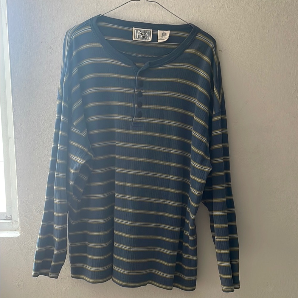 Striped Long Sleeve Henley Shirt